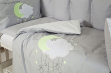 Постельный комплект 6 эл Babycentre & Twins Moonlight 4011-BTMO-10 grey, белый / серый